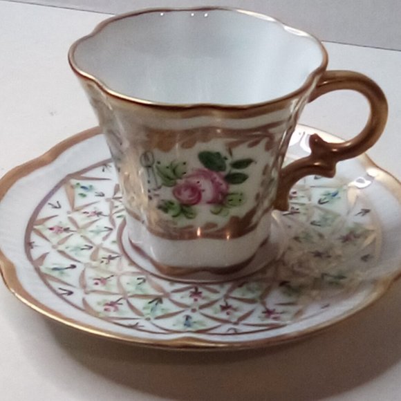 Limoges Peint Main Hand Painted Cup and Saucer - Picture 2 of 10